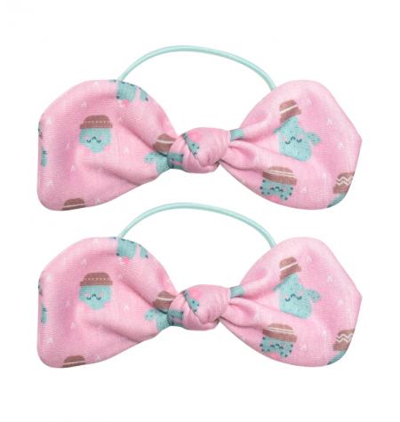 Elastic hairbands with a bow and cactus pattern  