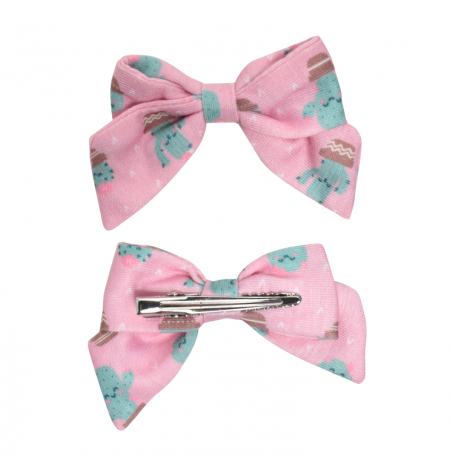 Clips with bow and cactus pattern