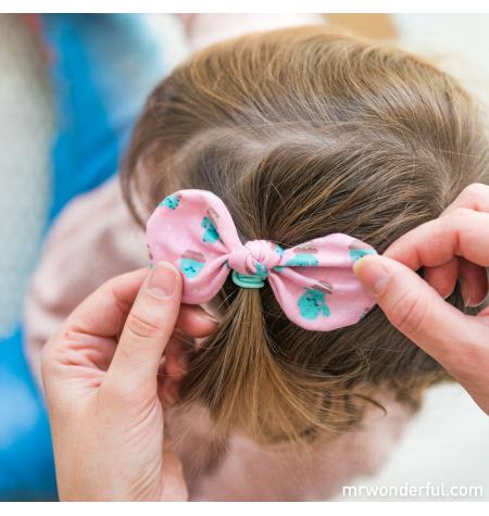 Elastic hairbands with a bow and cactus pattern  