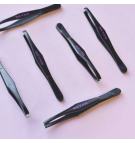 Black coated steel, straight tip tweezers