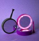 Double mirror with slanted tweezers and led light