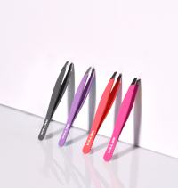 Slanted tip tweezers, coloured, Soft Touch