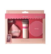 Gift bundle Kabuki brush, powder puffs, mirror